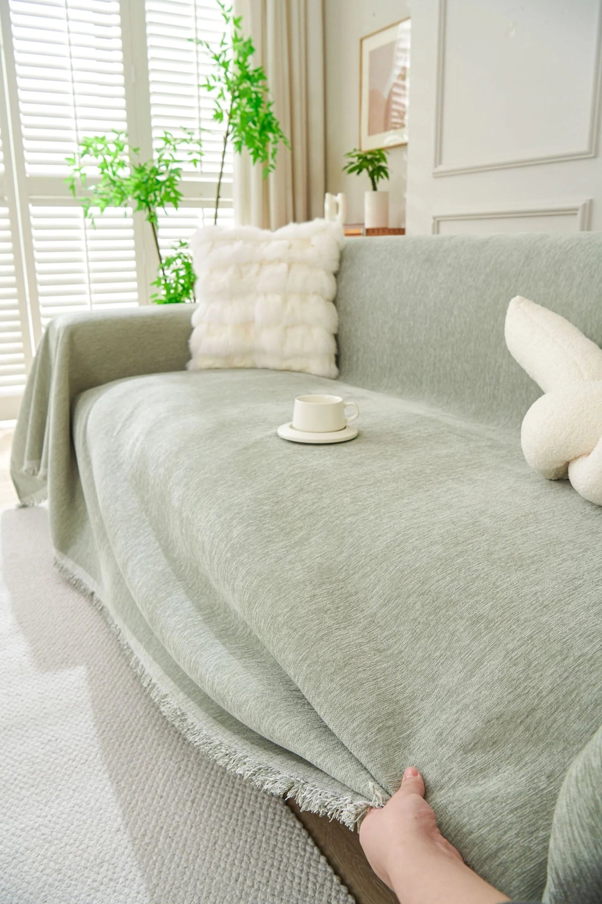 Plaid Elligate · Vert sauge (vue 3)
